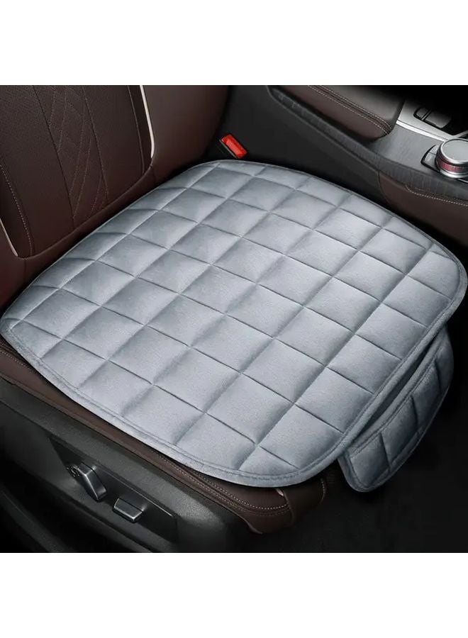Beige 2pcs Universal Soft Plush Car Seat Cover Winter Warm Anti Slip Breathable - Image 5